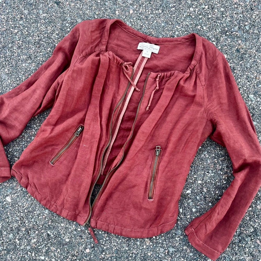 Lucky Brand Lightweight Terracotta Linen Jacket